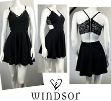 Padded Bust Backless Lace Zipper Little Black Fit Flare Flattering Mini Dress