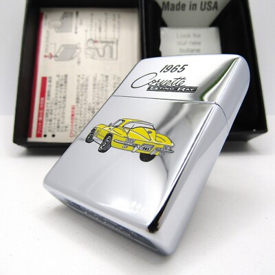 Chevrolet Corvette Sting Ray 1965 Zippo Oil Lighter 1990 Mint Rare
