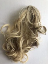 Ponytail Extension Claw Clip Natural Look Synthetic Blond/Ash Mix NEW