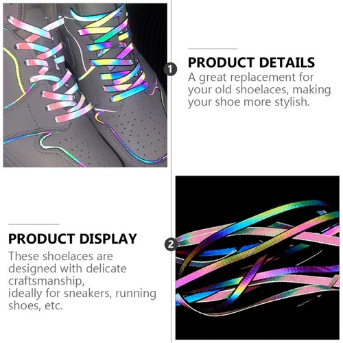 2 Pairs Reflective Shoelace Shiny Shoelace Creative Shoe Strap Sports Shoe Laces - Bild 12 von 12