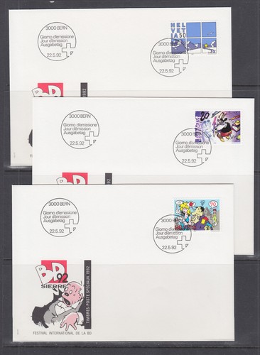Switzerland Mi 1461/1488, 1992 issues, 8 sets in singles on 18 cacheted FDCs - Picture 2 of 7
