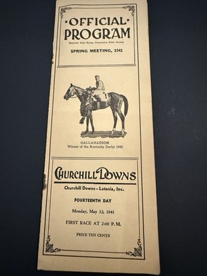1941 Official CHURCHILL DOWNS Horse Racing Program Spring 14th Day 5/12/1941