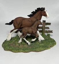 1997 Budweiser Mare and Foal Clydesdale Horse Rose and Her Colt COA CLYDI 9640