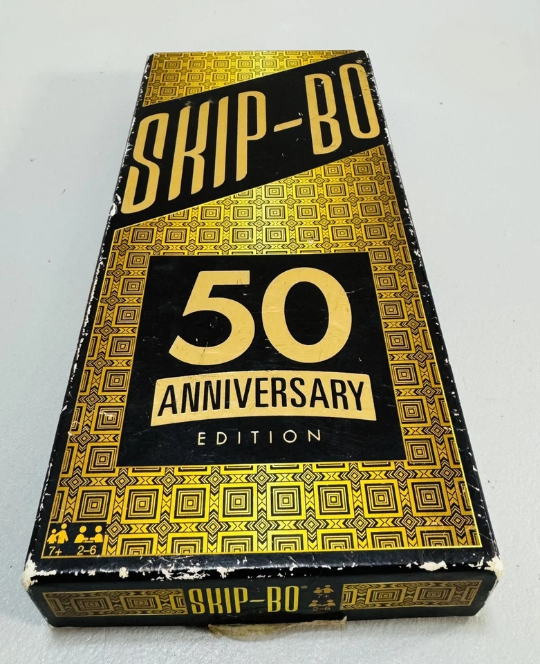 SKIP-BO 50th Anniversary Edition Card Game Mattel Collectible Gold New Open Box - Image 4 of 4
