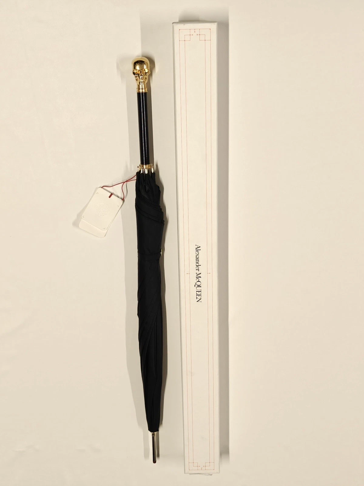Alexander McQueen — Alexander McQueen Umbrella Skull Gold Black Long Large Handle 10500