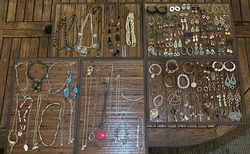 4+ Lbs Mixed Jewelry Lot Wearable Vintage Modern Gold Silver Tone Costume Bundle