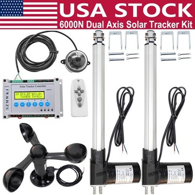 6000N Dual Axis Solar Tracker + 2X16'' Linear Actuators +Controller +Wind Sensor
