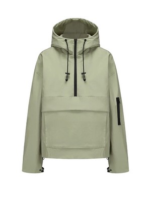 Puffit STM-TEX Waterproof Oversized Fall, Half Zip Rain Jacket - Fleece Lined