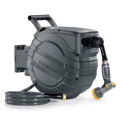 GLAHODEN Retractable Garden Hose Reel 1/2 in x 65 ft 2025 Upgraded Dual Ratch...
