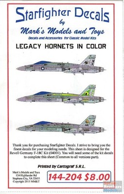 SFD144204 1:144 Starfighter Decals - Legacy F-18C Hornets in Color VFA-105