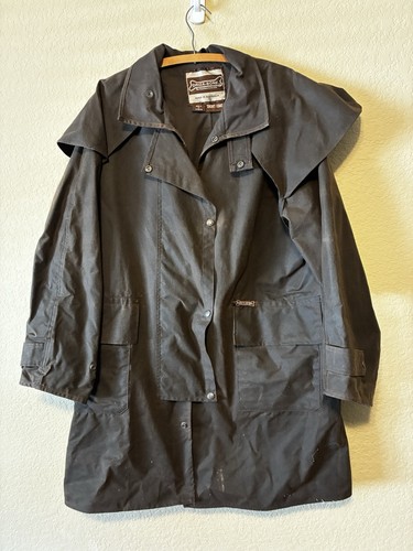 Mens Driza-Bone Australian Oilskin Coat Duster Wax Riding Jacket Brown Size M 5