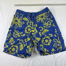 VTG 90s Billabong Board Shorts Men's 34 Blue Hawaiian Floral Surf Beach