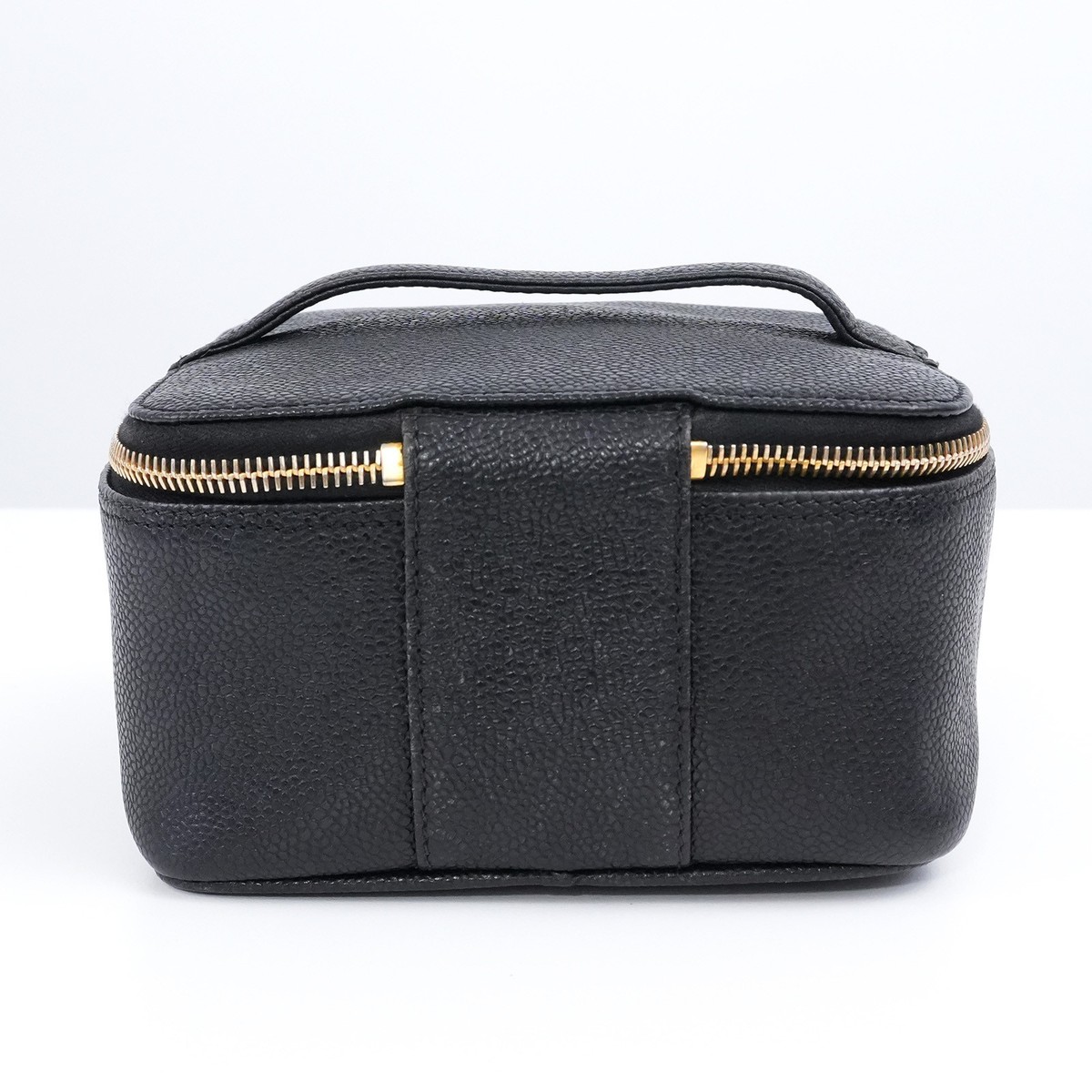 CHANEL Coco Mark Vanity Bag Pouch Caviarskin Leather With Seal
