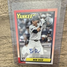 Topps 2025 Ben Rice Yankees Rookie Autograph 1990 Baseball Insert Series 2