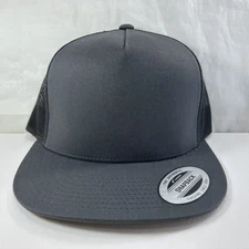 YP Classics Yupoong Flat Bill Trucker Cap Structured Meshback Snapback Hat 6006