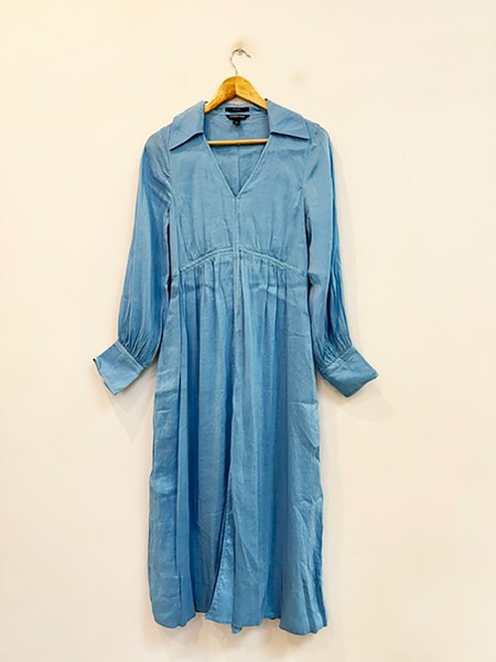 Designer Country Road Size 10 Silk Blend Midi Stunning Blue Women's Dress