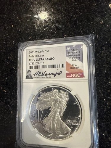 2023-W American Silver Eagle Early Releases NGC PF70 UCAM Harrigal Signed
