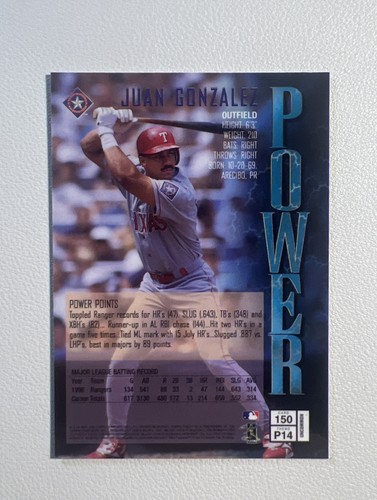 Juan Gonzalez~ 1997 Topps Finest Silver Power#150 w/coating - Picture 2 of 3