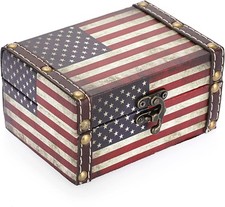 Hipiwe Bandiera Americana Cassapanca Vintage Legno + Pelle PU Decorativa