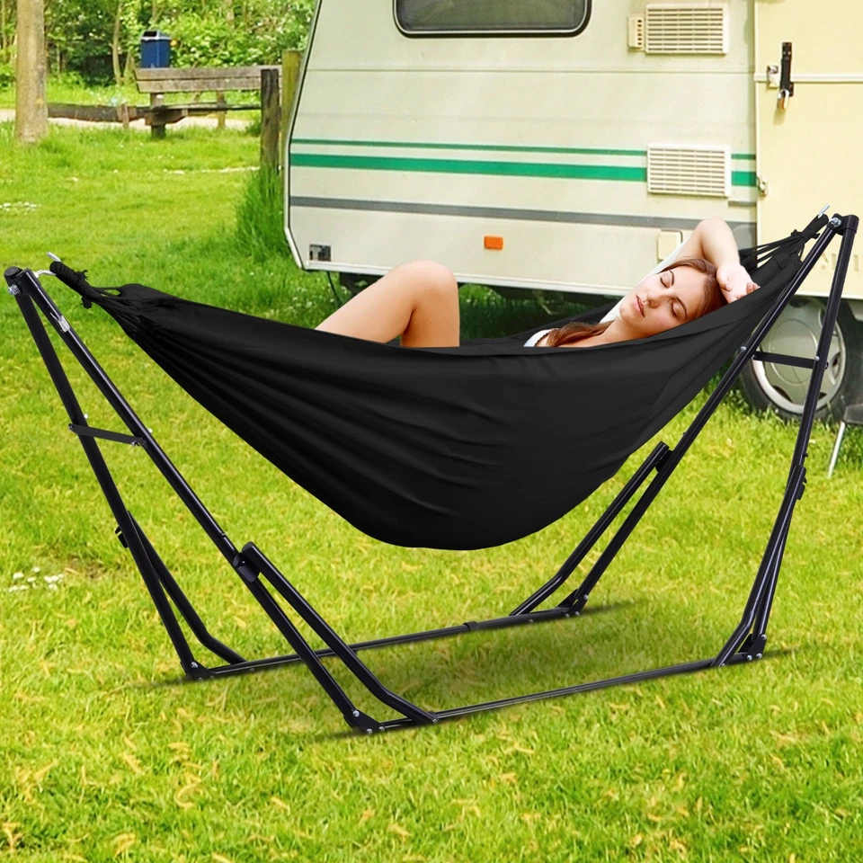 Ainfox 2-in-1 Hammock & Swing Chair with Stand, 550 lbs Capacity, Black - Image 4 of 4