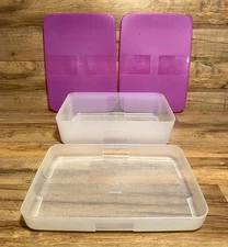 VTG TUPPERWARE FREEZER MATES - LARGE 14 & 5.5 CUP RECTANGLE CONTAINERS 4167 2096