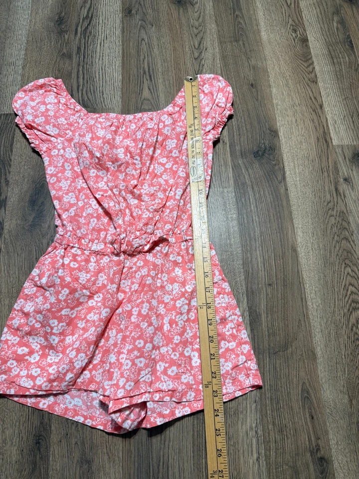 Gap Kids Romper Youth Girls Size 8 Pink White, Floral, Short Sleeve, Shorts - Image 4 of 4