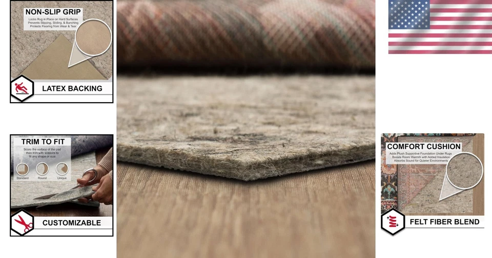 5x7 Rug Pad Gripper - Non Slip Felt + Rubber - Image 2 of 4
