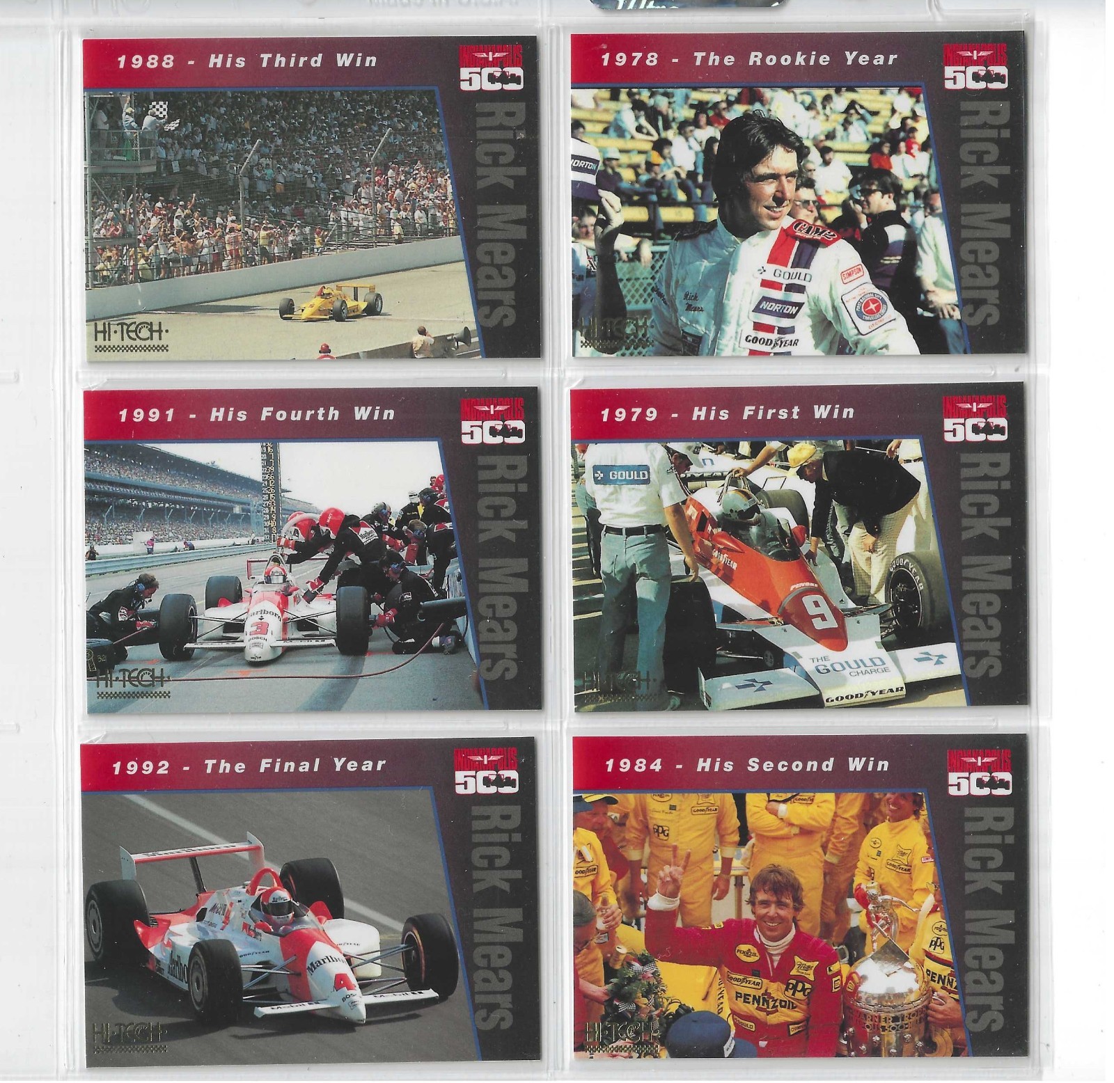 *1994 Hi-Tech INDY Rick Mears-Complete 6 card set!*
