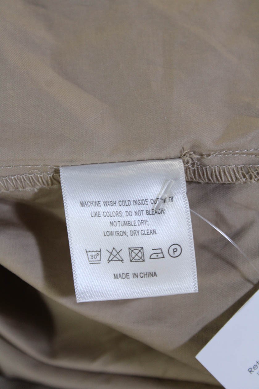 Sold Out Women Basic Button-Up Collared Beige Cot… - image 5