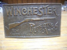 Vintage Brass Belt Buckle Winchester Repeating Arms Western New Haven Conn USA