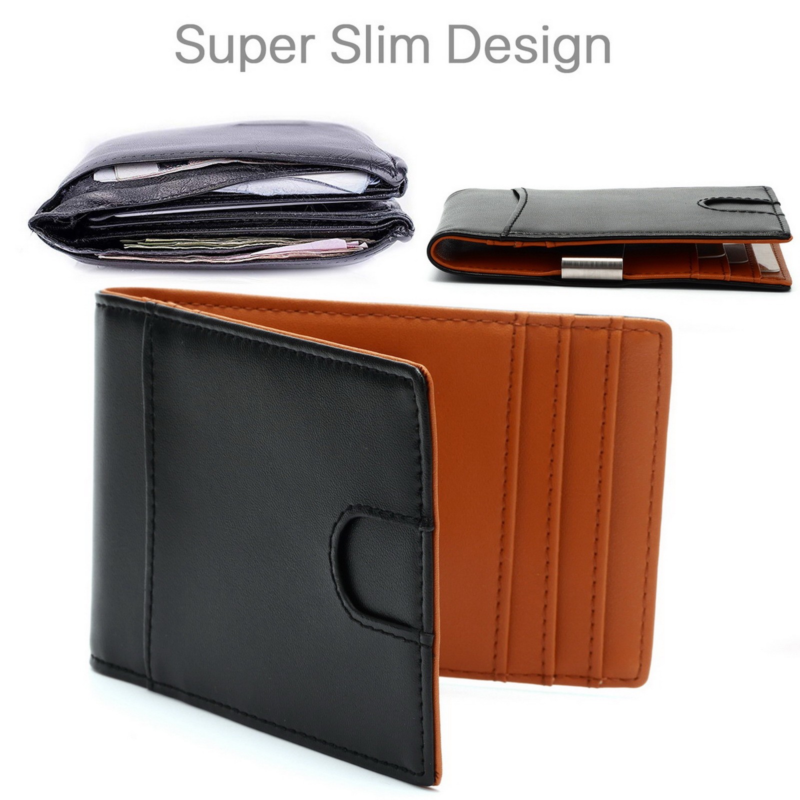 Slim RFID Wallet for Men Bifold Money Clip Card Holder Blocks Scanning