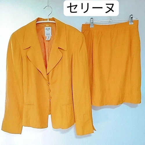 Set completo gonna seta francese Celine in elegante arancione moda donna