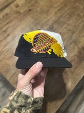 RARE Vintage Vancouver Canucks Splash Logo Athletic Snapback Hat Cap NHL Hockey