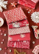Tilda Fabric - Merry Little Christmas -Fat Quarter Bundle  Red - Pack of 5