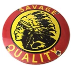 Vintage Savage Arms Sign - Quality Porcelain Service Gun Ammo Gas Oil Pump Sign