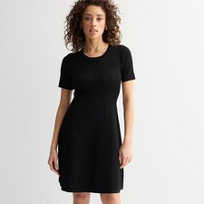 Women's Draper James Short Sleeve Pointelle Sweater Dress, Size: XXL, Black