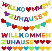 Willkommen Zuhause Girlande Deko Einweihungsparty Banner Regenbogenfarben