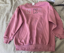 Nike Women's Pink Crewneck Pullover Sweatshirt Logo Graphic Cotton Fleece L