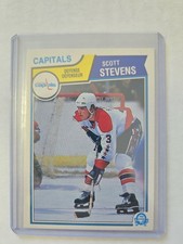 1983-84 Scott Stevens O-Pee-Chee OPC Rookie Card RC #376 Washington Capitals . rookie card picture