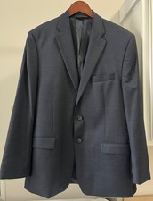 Lauren Ralph Lauren Men's Sport Coat 44R Navy Blue Windowpane Wool Blazer Jacket
