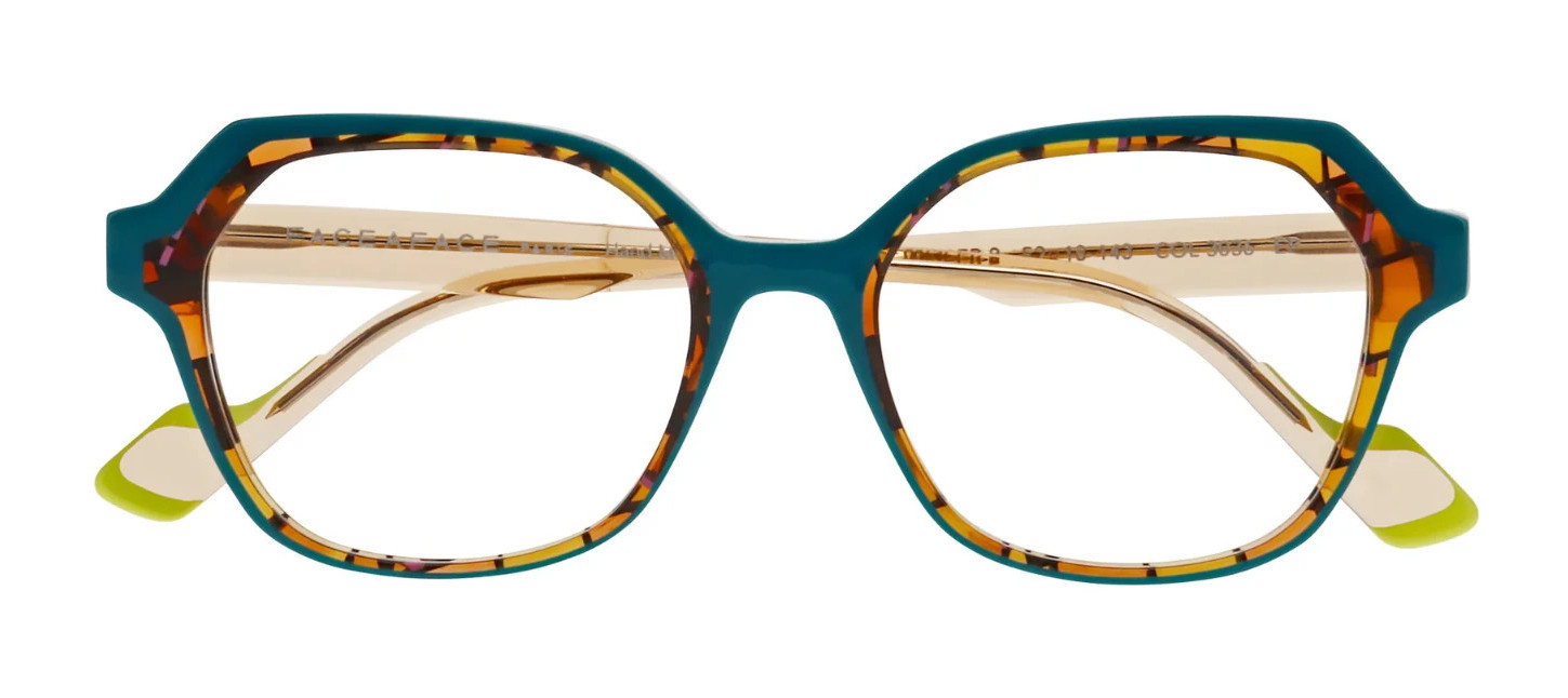 Face à Face Wisper 2 lunettes de vue de luxe vert et marron en acétate ciselé main