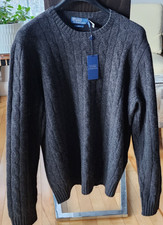 Polo Ralph Lauren Cashmere Men's XL Cable Knit Crewneck Sweater, Grey, MSRP: 498