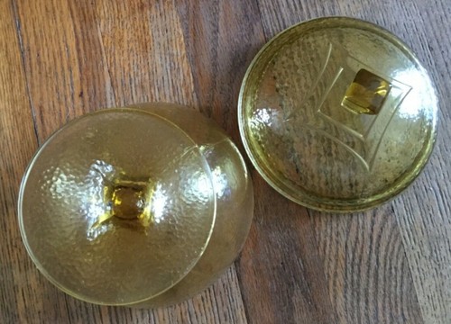 MCM Hazel Atlas Colony Pebblestone Gold Amber Covered Candy Dish - Picture 4 of 10