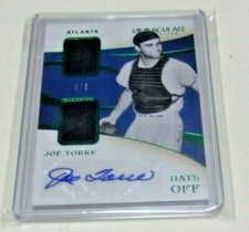JOE TORRE 2020 IMMACULATE HATS OFF GAME USED DUAL JERSEY AUTO 3/3 SIGNED CARD
