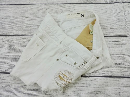 RAG & BONE Womens Sz 24 White Marin Distressed Frayed Denim Jean Shorts EXC - Picture 2 of 3