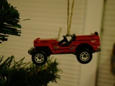 1948 Willys Jeep red custom Convertible Car Christmas tree ornament Adorno