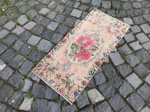 Turkish Vintage Small Rug Handmade Wool Bohemian Bath Mat Rug Traditional Rug - Picture 10 of 10