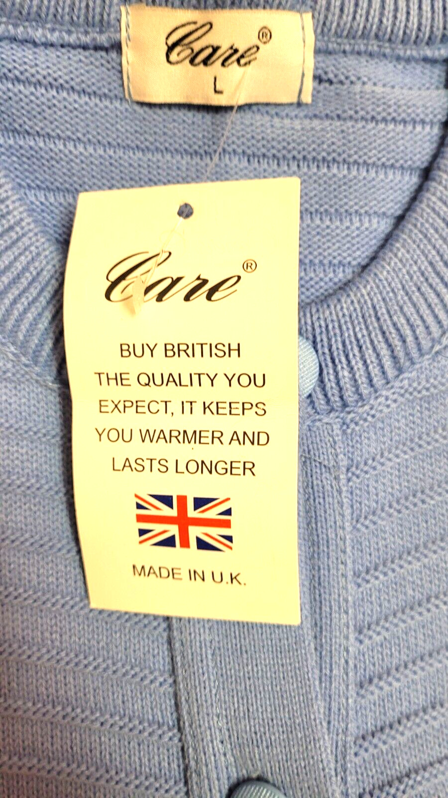 Womens Cardigan Large Pale Blue Button Through Round Neck by Care New with Tags image 3