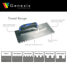Genesis Soft Grip Trowel (Square / V Notch) (2 - 12 mm)