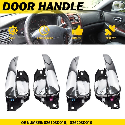 Door Handle Front Rear 4PCS For Hyundai Sonata 2002 2003 2004 2005 Chrome Black - Picture 11 of 13